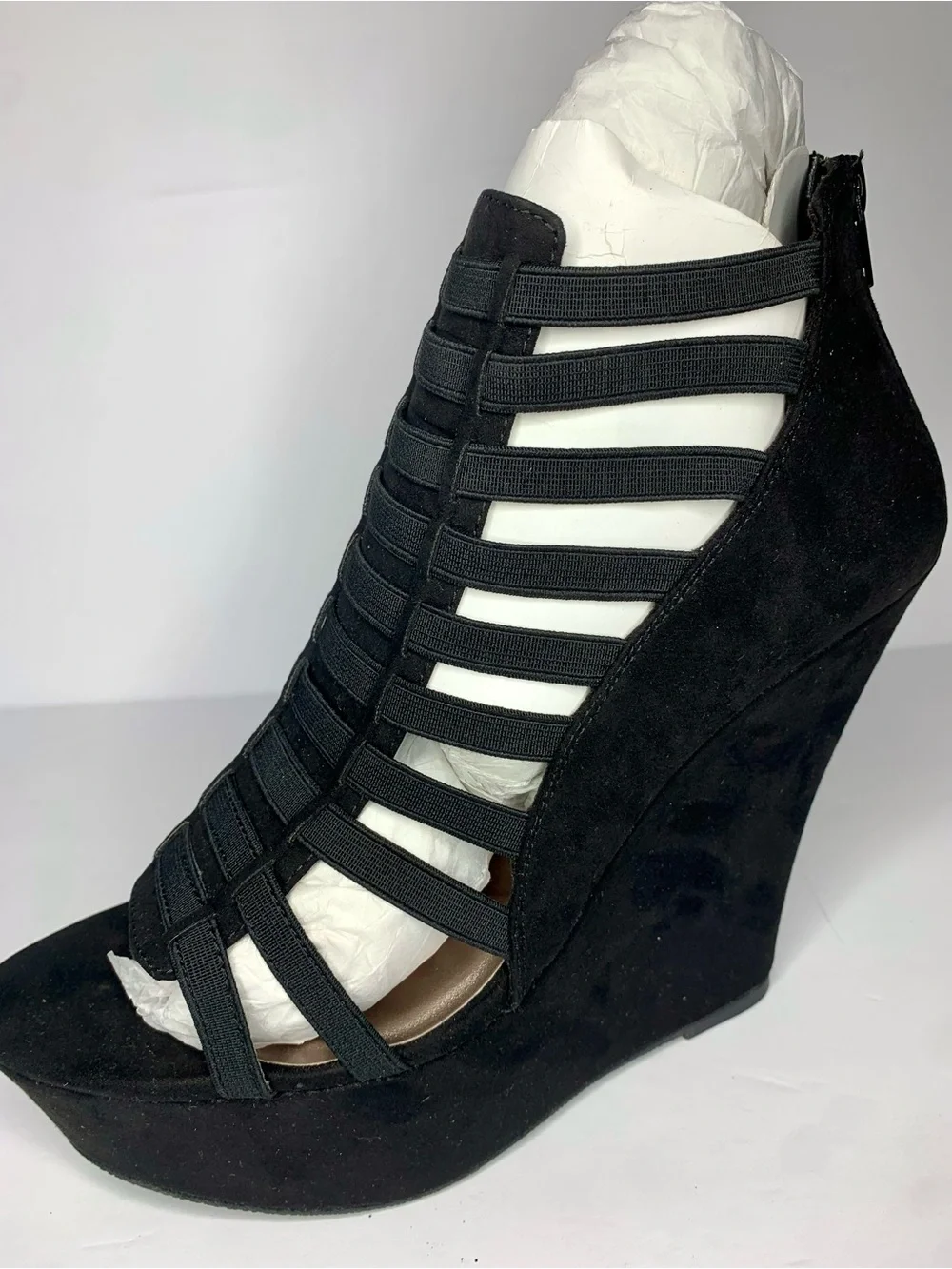 Charlotte Russe Black Strappy Platform Wedge Sandals